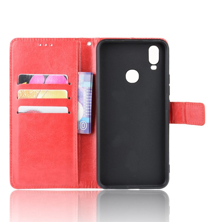 Crazy Horse Wallet Leather Stand Case for vivo Y11 (2019) - Red