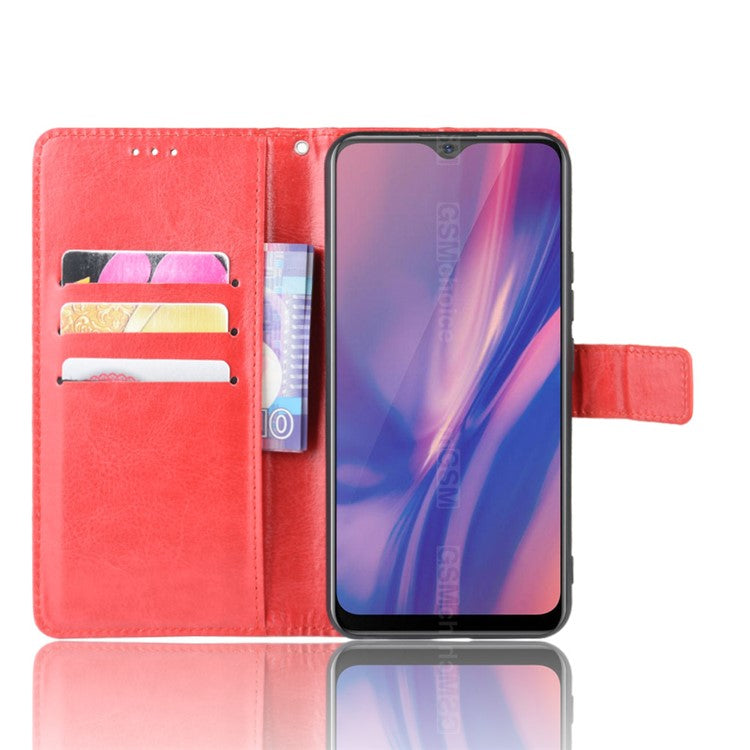 Crazy Horse Wallet Leather Stand Case for vivo Y11 (2019) - Red