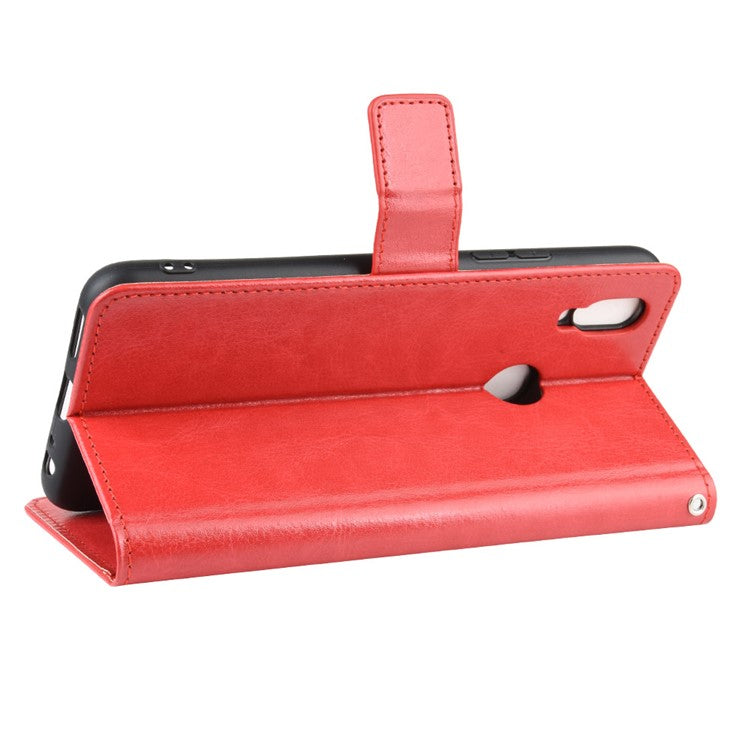 Crazy Horse Wallet Leather Stand Case for vivo Y11 (2019) - Red