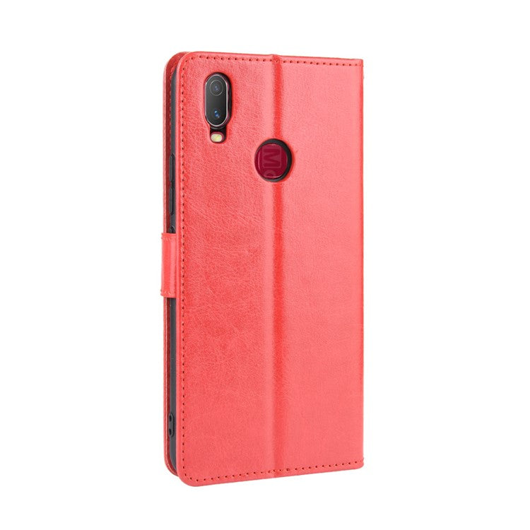 Crazy Horse Wallet Leather Stand Case for vivo Y11 (2019) - Red