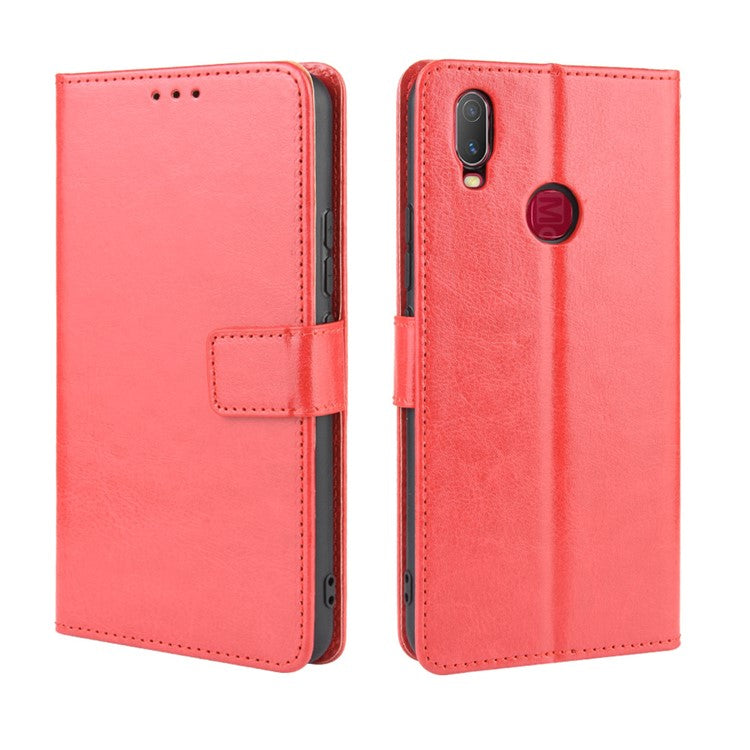 Crazy Horse Wallet Leather Stand Case for vivo Y11 (2019) - Red