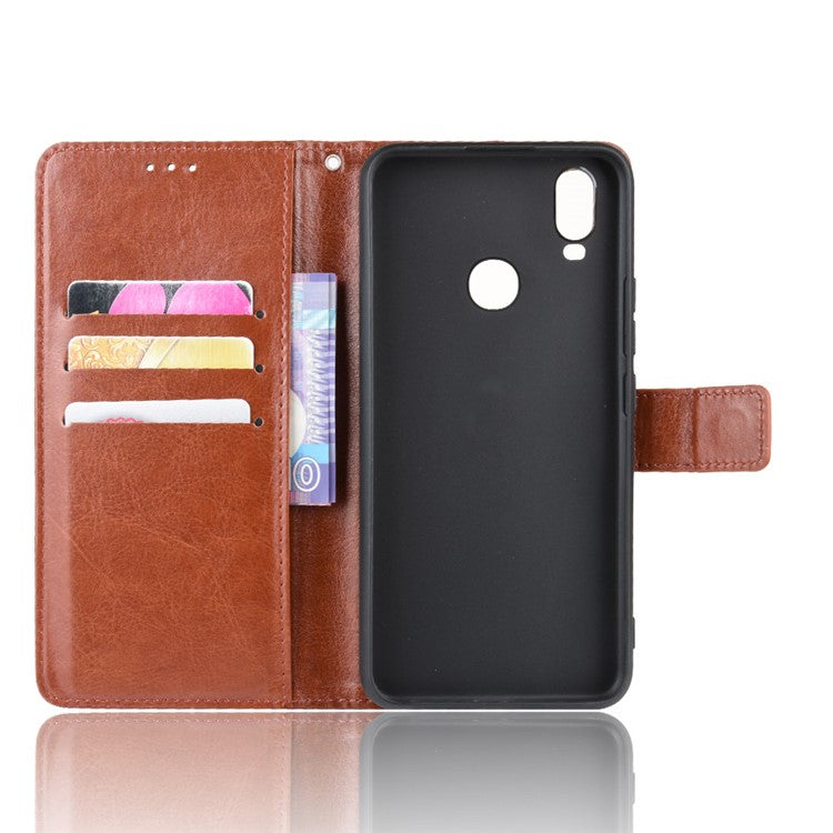 Crazy Horse Wallet Leather Stand Case for vivo Y11 (2019) - Brown