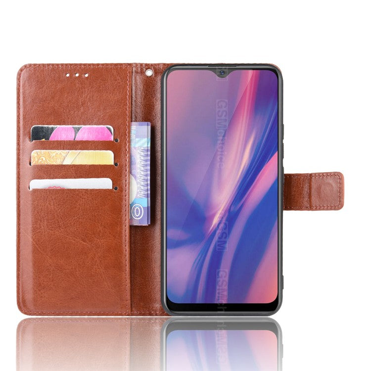 Crazy Horse Wallet Leather Stand Case for vivo Y11 (2019) - Brown