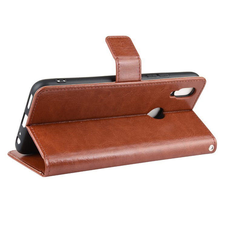 Crazy Horse Wallet Leather Stand Case for vivo Y11 (2019) - Brown