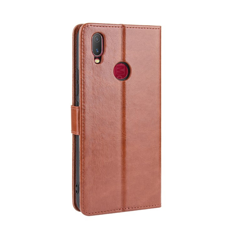 Crazy Horse Wallet Leather Stand Case for vivo Y11 (2019) - Brown