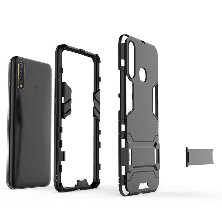 Cool Guard PC + TPU Combo Cover with Kickstand for vivo U3 / Y19 - Black