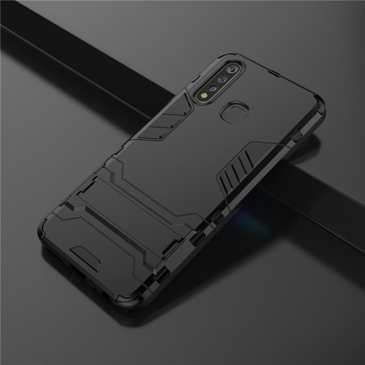 Cool Guard PC + TPU Combo Cover with Kickstand for vivo U3 / Y19 - Black