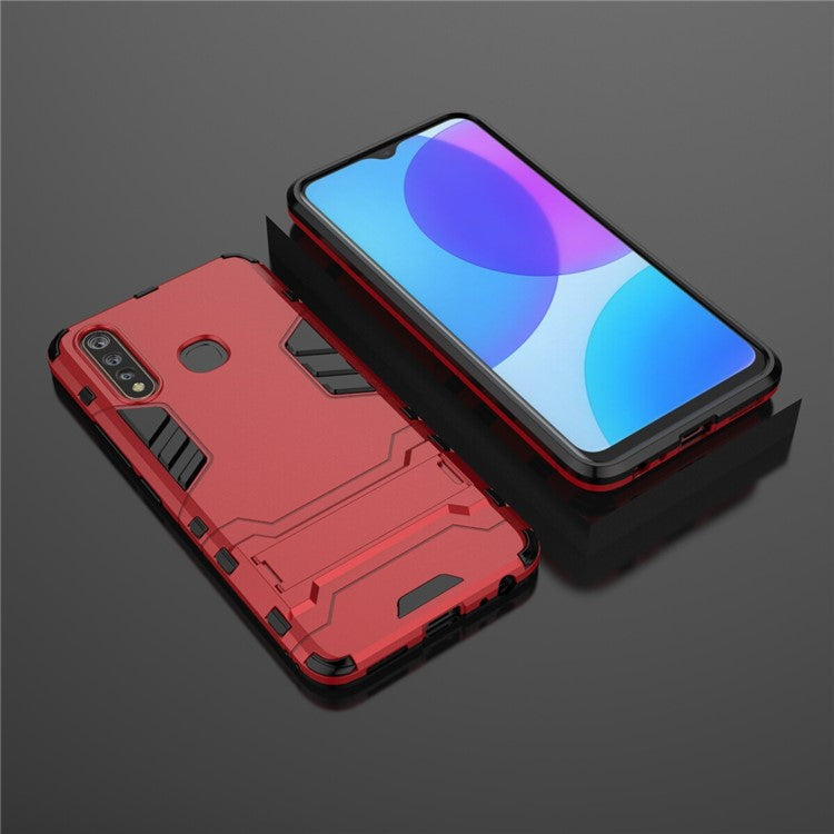 Cool Guard PC + TPU Combo Cover with Kickstand for vivo U3 / Y19 - Red