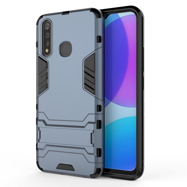 Cool Guard PC + TPU Combo Cover with Kickstand for vivo U3 / Y19 - Dark Blue