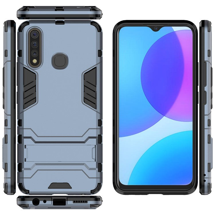 Cool Guard PC + TPU Combo Cover with Kickstand for vivo U3 / Y19 - Dark Blue