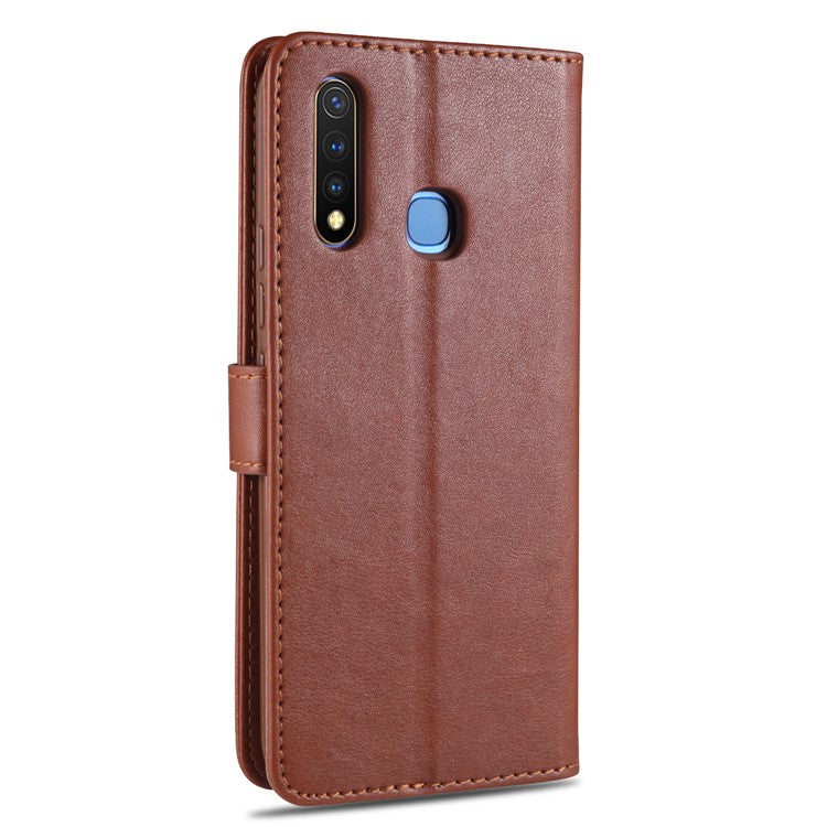 AZNS PU Leather Wallet Mobile Cover for vivo U3/Y19/Y5s - Brown