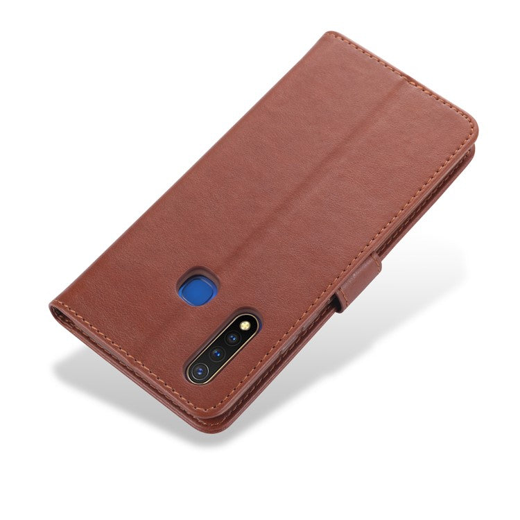 AZNS PU Leather Wallet Mobile Cover for vivo U3/Y19/Y5s - Brown