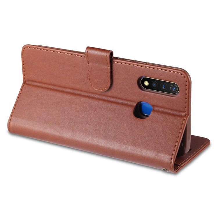 AZNS PU Leather Wallet Mobile Cover for vivo U3/Y19/Y5s - Brown