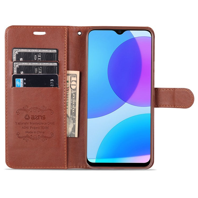 AZNS PU Leather Wallet Mobile Cover for vivo U3/Y19/Y5s - Brown