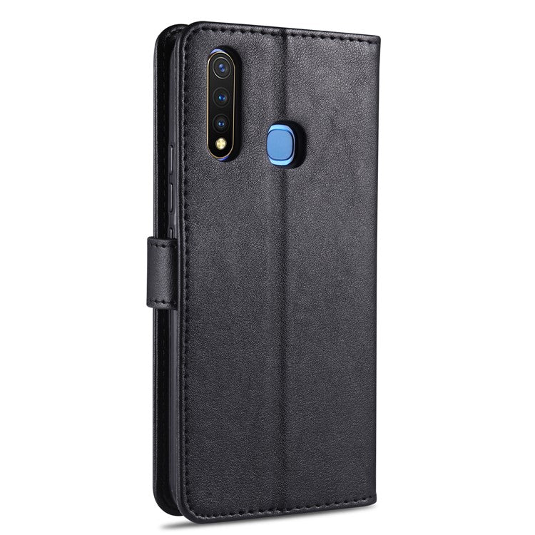 AZNS PU Leather Wallet Mobile Cover for vivo U3/Y19/Y5s - Black