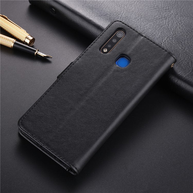 AZNS PU Leather Wallet Mobile Cover for vivo U3/Y19/Y5s - Black