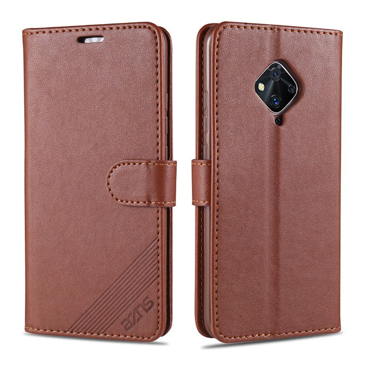 AZNS PU Leather with Wallet Mobile Shell for vivo V17/Y9s - Brown