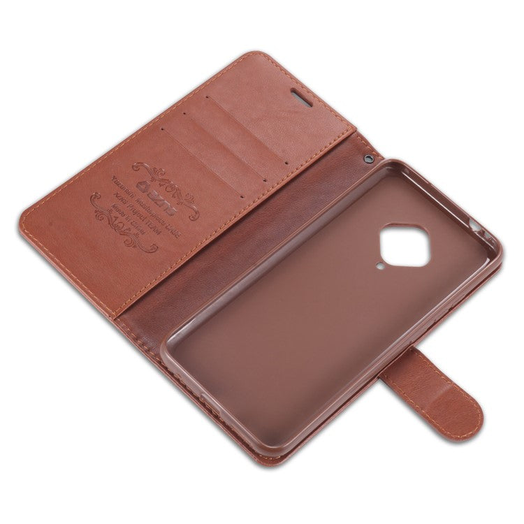 AZNS PU Leather with Wallet Mobile Shell for vivo V17/Y9s - Brown