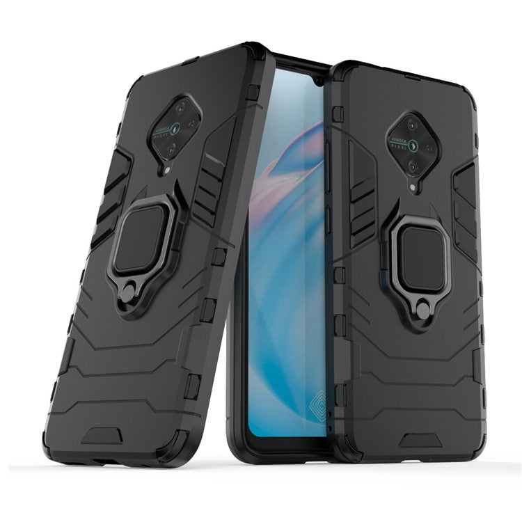 Ring Holder Kickstand PC+TPU Combo Case Phone Covering for vivo V17/Y9s/S1 Pro (Global Version) - Black