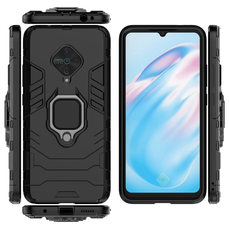 Ring Holder Kickstand PC+TPU Combo Case Phone Covering for vivo V17/Y9s/S1 Pro (Global Version) - Black