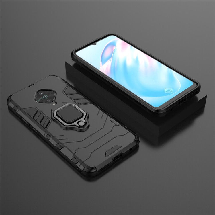 Ring Holder Kickstand PC+TPU Combo Case Phone Covering for vivo V17/Y9s/S1 Pro (Global Version) - Black