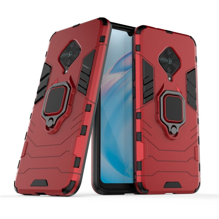 Ring Holder Kickstand PC+TPU Combo Case Phone Covering for vivo V17/Y9s/S1 Pro (Global Version) - Red