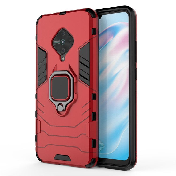 Ring Holder Kickstand PC+TPU Combo Case Phone Covering for vivo V17/Y9s/S1 Pro (Global Version) - Red