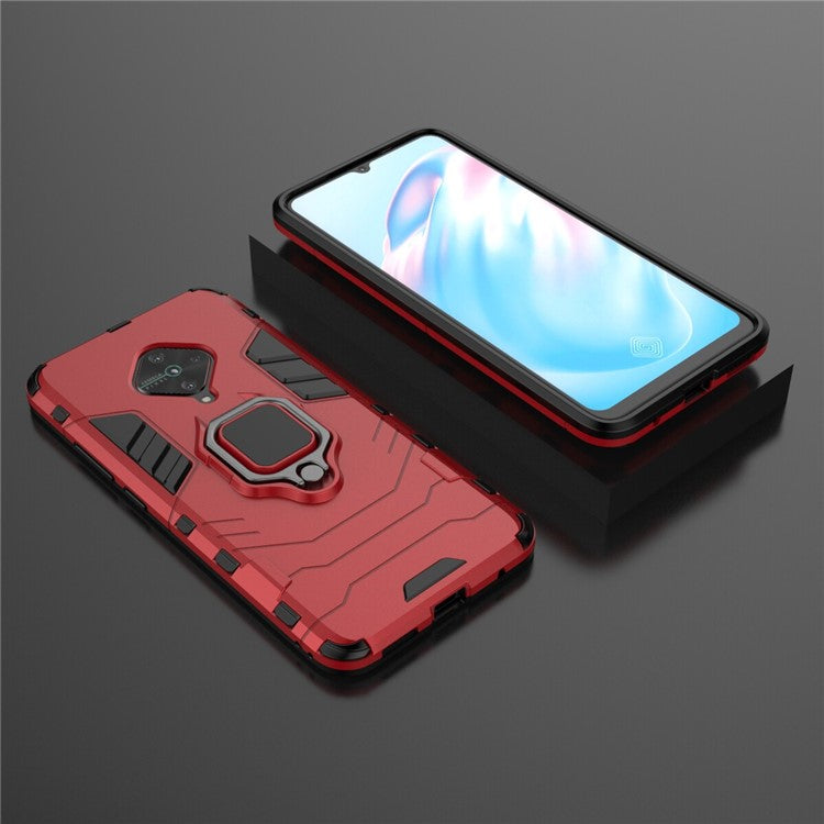 Ring Holder Kickstand PC+TPU Combo Case Phone Covering for vivo V17/Y9s/S1 Pro (Global Version) - Red