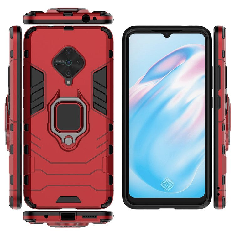 Ring Holder Kickstand PC+TPU Combo Case Phone Covering for vivo V17/Y9s/S1 Pro (Global Version) - Red