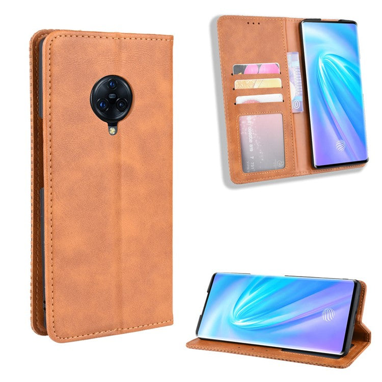 Retro Style Leather Wallet Stand Case for vivo NEX 3/NEX 3 5G - Brown