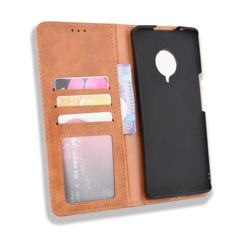 Retro Style Leather Wallet Stand Case for vivo NEX 3/NEX 3 5G - Brown