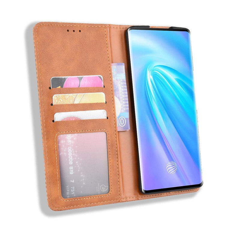 Retro Style Leather Wallet Stand Case for vivo NEX 3/NEX 3 5G - Brown