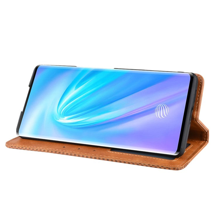 Retro Style Leather Wallet Stand Case for vivo NEX 3/NEX 3 5G - Brown