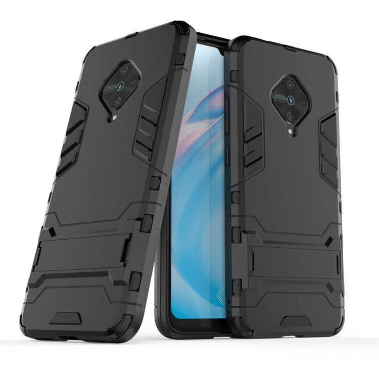 Stylish PC+TPU Case with Kickstand for vivo V17/Y9s/S1 Pro - Black