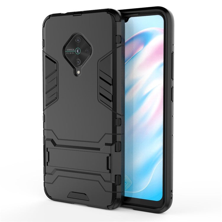 Stylish PC+TPU Case with Kickstand for vivo V17/Y9s/S1 Pro - Black