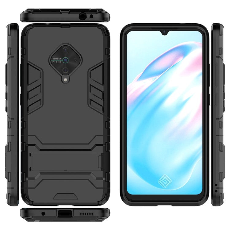 Stylish PC+TPU Case with Kickstand for vivo V17/Y9s/S1 Pro - Black