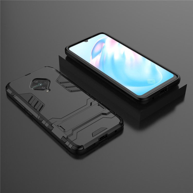 Stylish PC+TPU Case with Kickstand for vivo V17/Y9s/S1 Pro - Black