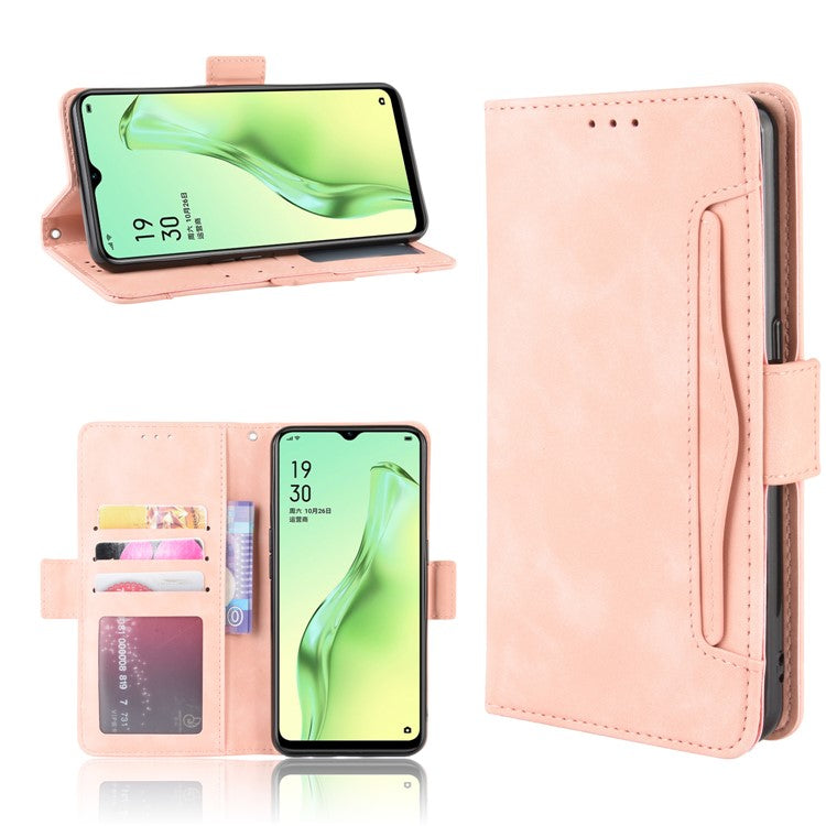 Wallet Stand Flip Leather Phone Shell for Oppo A8/A31 (2020) - Rose Gold