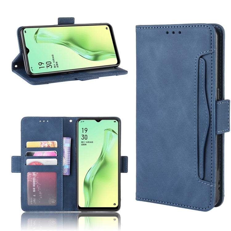 Wallet Stand Flip Leather Phone Shell for Oppo A8/A31 (2020) - Blue