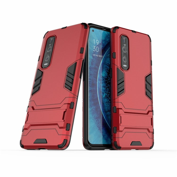 2-in-1 Plastic + TPU Hybrid Shell with Kickstand for Oppo Find X2 Pro - Red