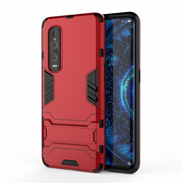 2-in-1 Plastic + TPU Hybrid Shell with Kickstand for Oppo Find X2 Pro - Red