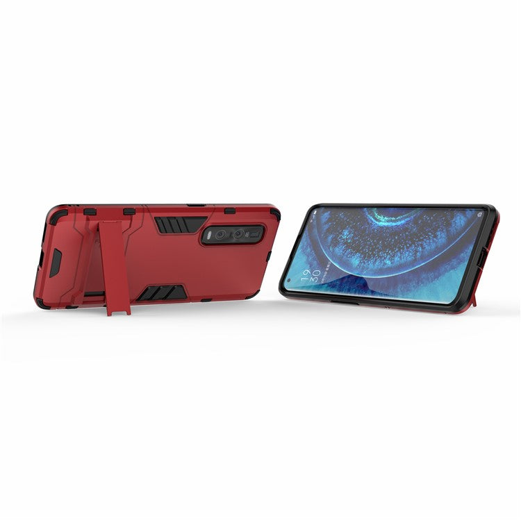 2-in-1 Plastic + TPU Hybrid Shell with Kickstand for Oppo Find X2 Pro - Red