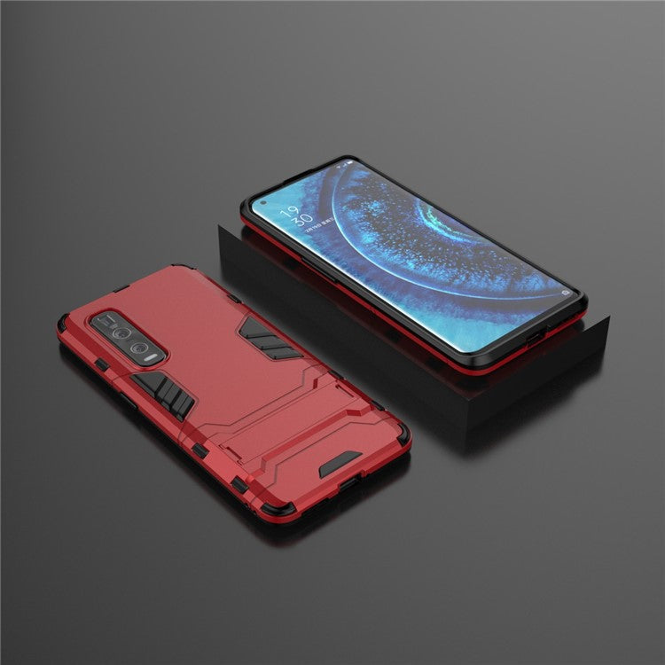 2-in-1 Plastic + TPU Hybrid Shell with Kickstand for Oppo Find X2 Pro - Red