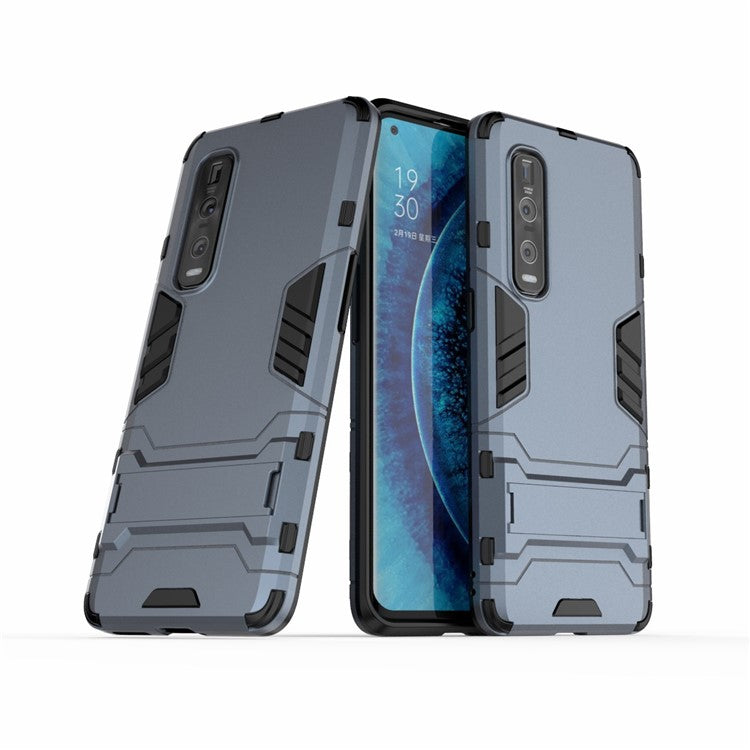 2-in-1 Plastic + TPU Hybrid Shell with Kickstand for Oppo Find X2 Pro - Blue