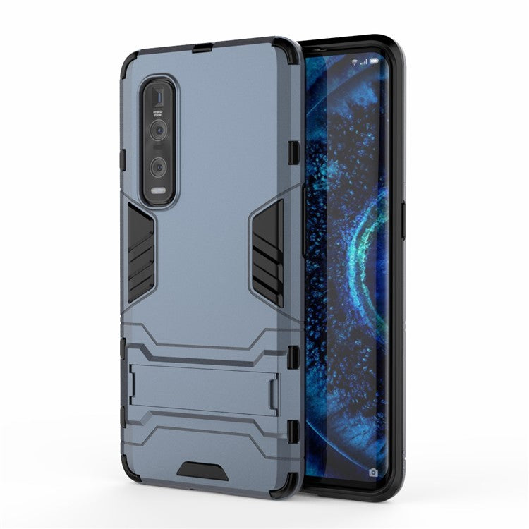 2-in-1 Plastic + TPU Hybrid Shell with Kickstand for Oppo Find X2 Pro - Blue