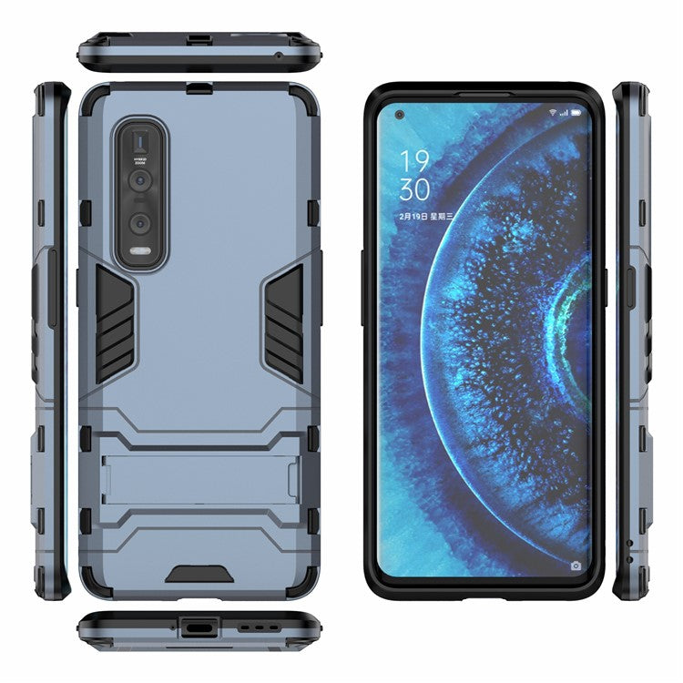 2-in-1 Plastic + TPU Hybrid Shell with Kickstand for Oppo Find X2 Pro - Blue