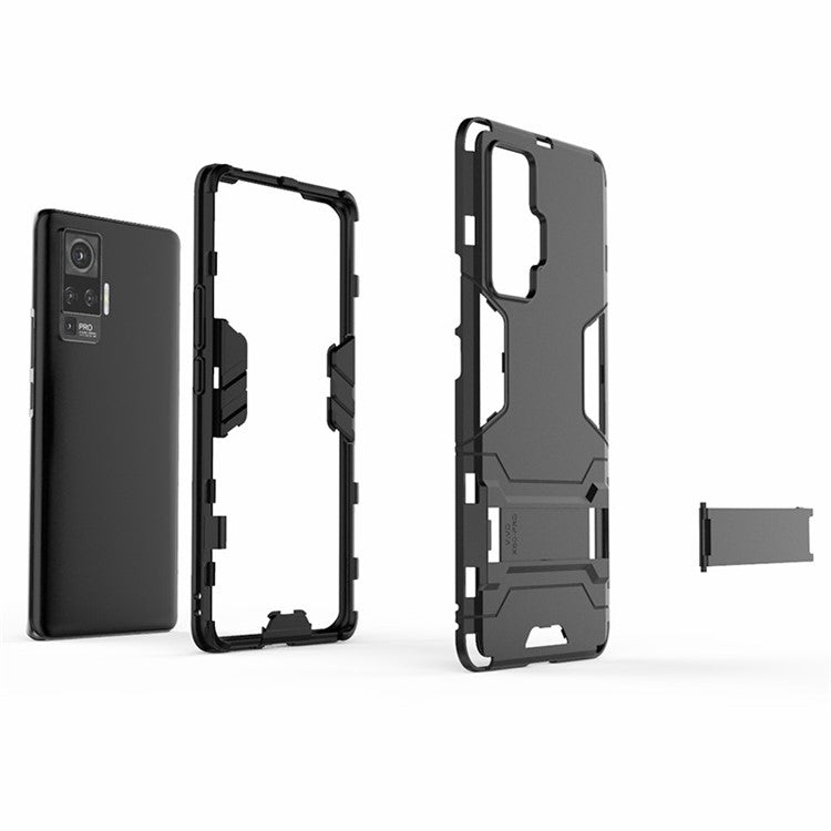 2-in-1 PC + TPU Case with Kickstand for vivo X50 Pro - Black