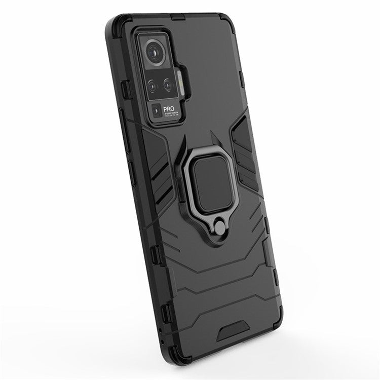 Plastic + TPU Hybrid Phone Shell with Kickstand for vivo X50 Pro - Black