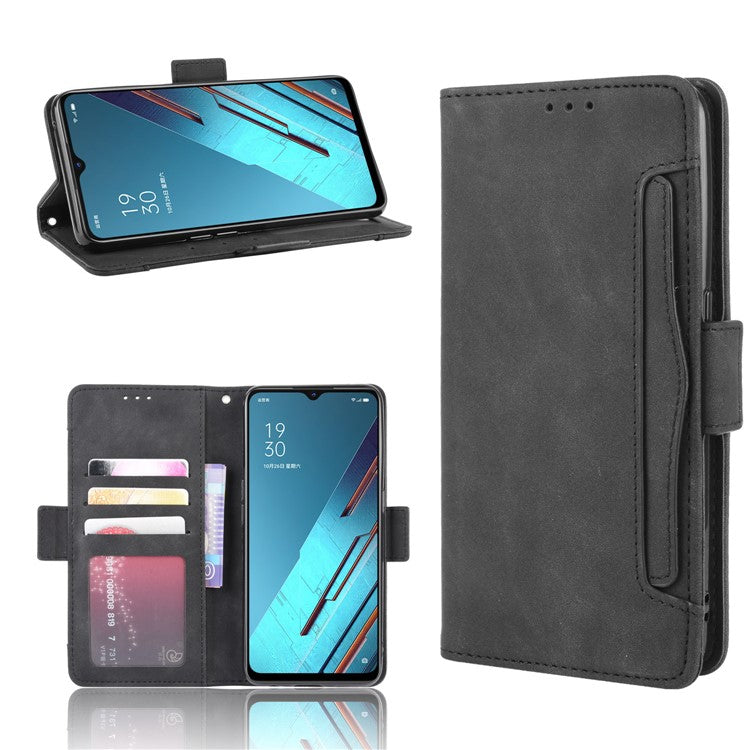 Wallet Leather Phone Case with Multiple Card Slots for Oppo Find X2 Lite/Reno3 5G - Black