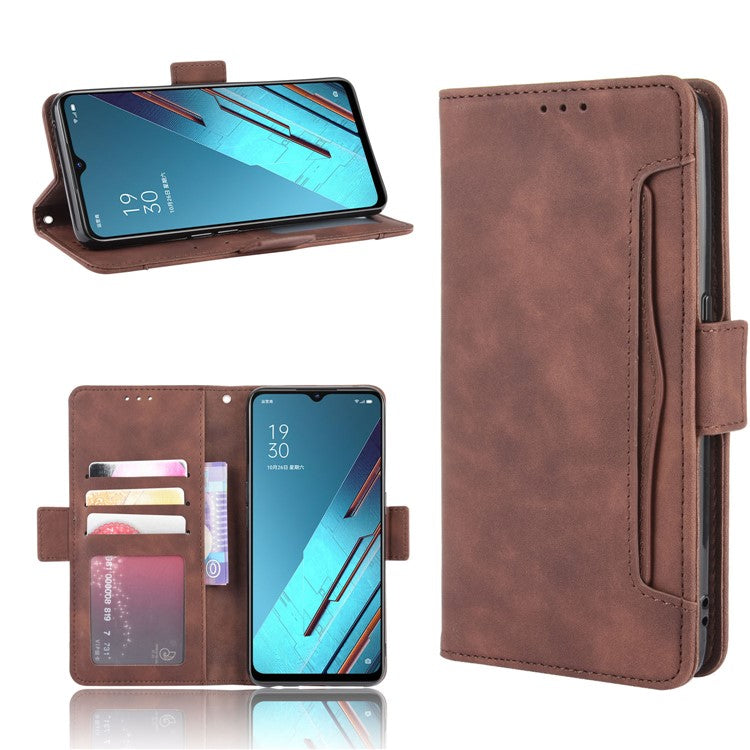 Wallet Leather Phone Case with Multiple Card Slots for Oppo Find X2 Lite/Reno3 5G - Brown